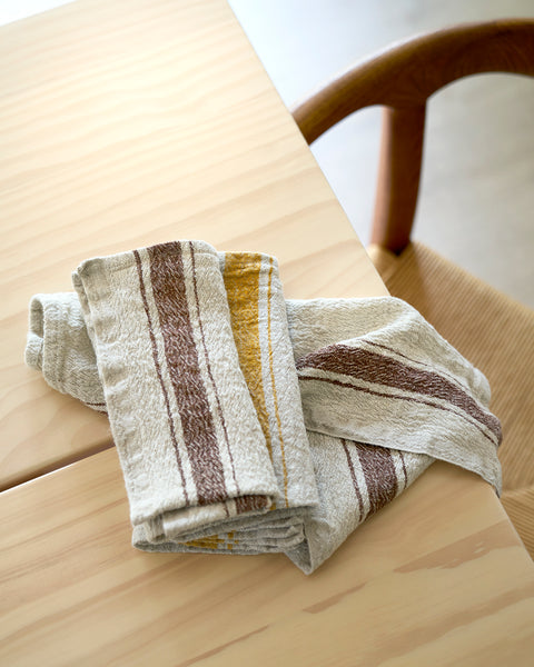 Mocca and Mustard Linen Napkin